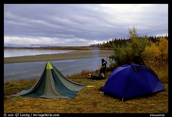Camp on a bluff overlooking the Kobuk River. Kobuk Valley National Park, Alaska