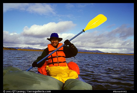 Canoeist Paddling on the Kobuk River. Kobuk Valley National Park, Alaska