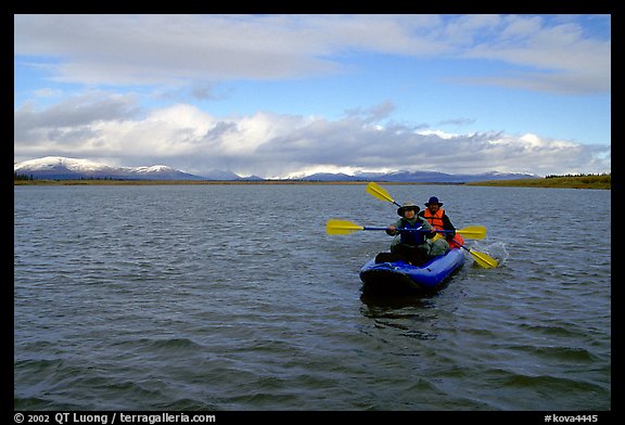 Canoeists Paddling on the wide Kobuk River. Kobuk Valley National Park, Alaska