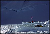 The temperatures during the day were pleasant, but within fifteen minutes after the sun has disappeared, they would drop down to subzero (F). This was a warm year, with minimum temperatures of -20F.. Denali, Alaska (color)