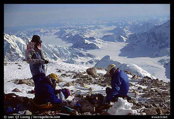 The Balcony camp on the West Rib really deserves its name. Panoramic view over 180 degrees. Denali, Alaska