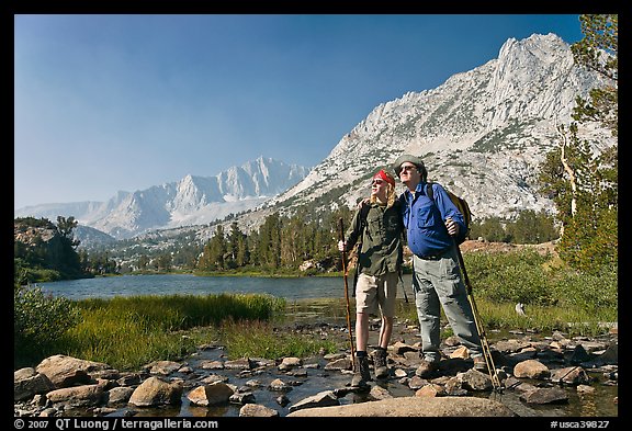 Father and son at Long Lake, John Muir Wilderness. Kings Canyon National Park, California