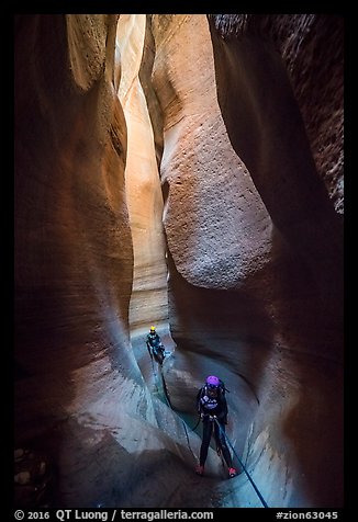 Into the darkness of Keyhole Canyon. Zion National Park, Utah (color)