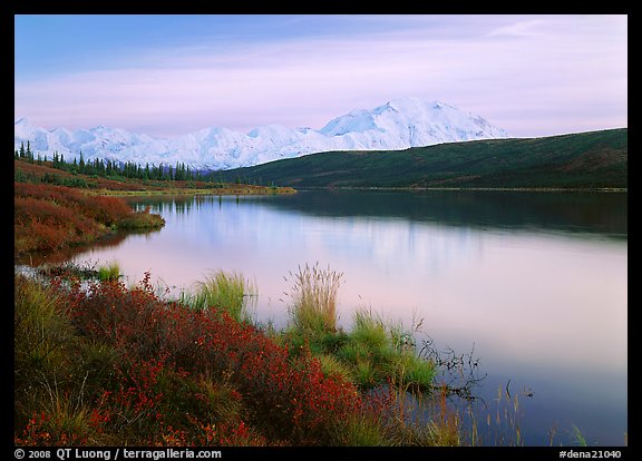 Wonder Lake and Mt McKinley at dusk. Denali  National Park (color)