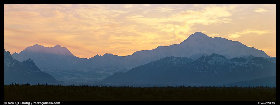 Alaska range and sunset sky. Denali National Park, Alaska, USA.