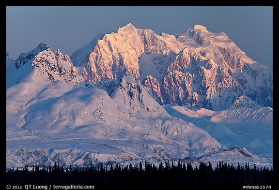 Mt Hunter, winter sunrise. Denali National Park, Alaska, USA.