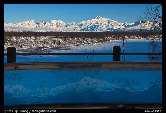 Interpretive sign, Alaska range. Denali National Park, Alaska, USA.