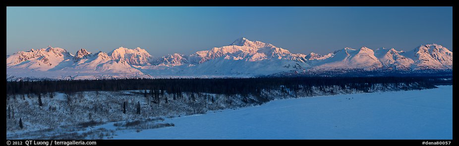 Alaska range, winter sunrise. Denali National Park, Alaska, USA.