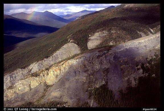 Aerial view of cliff and mountain side. Gates of the Arctic National Park, Alaska, USA.