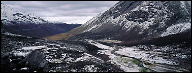 Brooks range stormy scenery with fresh snow. Gates of the Arctic National Park (Panoramic color)