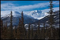 Boreal forest and snowy Brooks Range. Gates of the Arctic National Park, Alaska, USA.