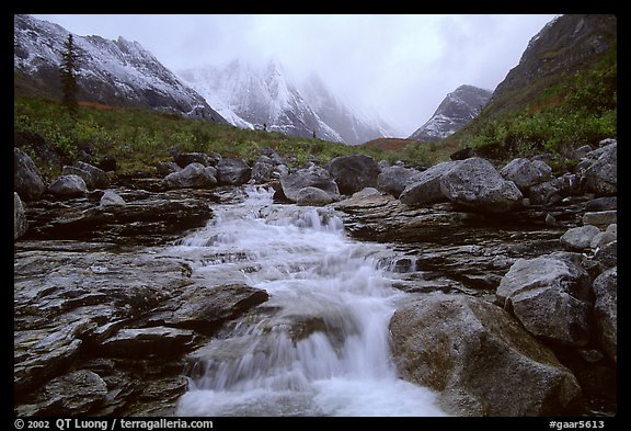 Stream and Arrigetch Peaks. Gates of the Arctic National Park (color)