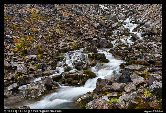 Stream cascading through rocks. Gates of the Arctic National Park (color)