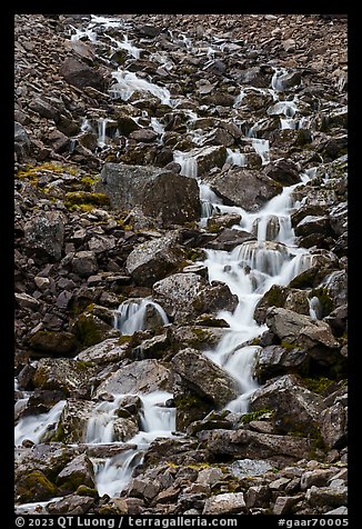 Stream cascading steeply. Gates of the Arctic National Park (color)