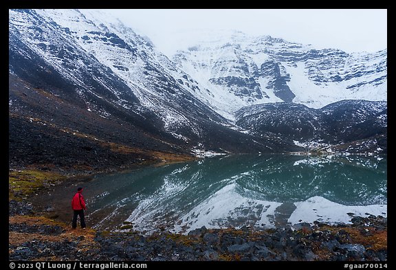 Visitor looking, Three River Mountain. Gates of the Arctic National Park (color)