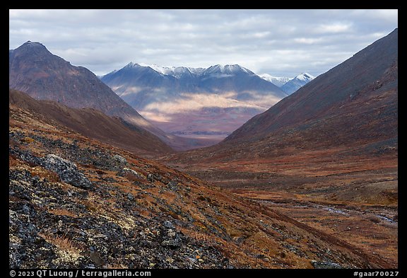 Valley with sunlit slopes in the distance. Gates of the Arctic National Park (color)