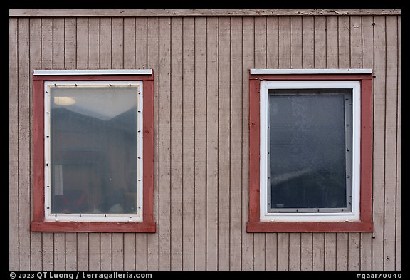 Buildings window reflexion, Anaktuvuk Pass Ranger Station. Gates of the Arctic National Park (color)
