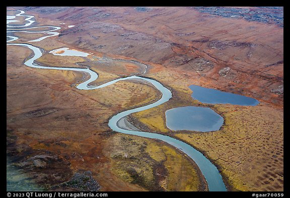 Aerial view of St John River meanders. Gates of the Arctic National Park (color)