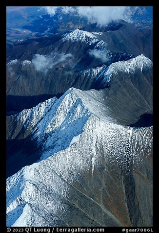 Aerial view of snowy peaks. Gates of the Arctic National Park (color)