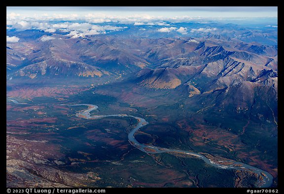 Aerial view of North Fork Koyukuk River in autumn. Gates of the Arctic National Park (color)