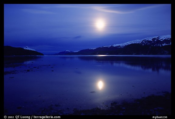 Full moon, 1am, Muir inlet. Glacier Bay National Park