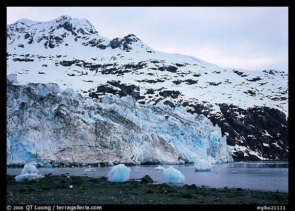 Lamplugh glacier and Mt Cooper. Glacier Bay National Park, Alaska, USA.