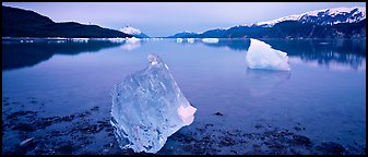 Transluscent iceberg at dawn. Glacier Bay National Park (Panoramic color)