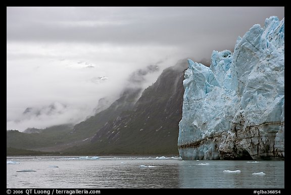 Margerie Glacier and foggy mountains surrounding Tarr Inlet. Glacier Bay National Park (color)