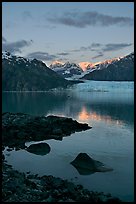 Mount Fairweather and Margerie Glacier seen across the Tarr Inlet. Glacier Bay National Park, Alaska, USA. (color)