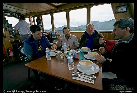 Passengers eating a soup for lunch. Glacier Bay National Park (color)