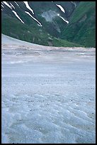 Ash formation on the floor of the Valley of Ten Thousand smokes, below the green hills. Katmai National Park, Alaska, USA. (color)