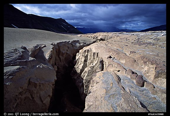 Deep gorge carved by the Lethe River, Valley of Ten Thousand Smokes. Katmai National Park, Alaska, USA.