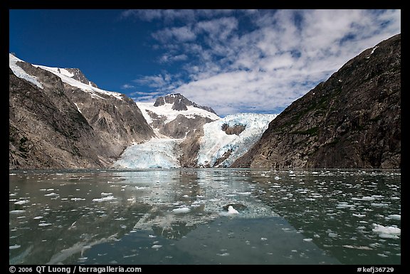 Northwestern Glacier and icebergs, Northwestern Lagoon. Kenai Fjords National Park, Alaska, USA.