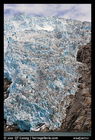 Northwestern tidewater glacier icefall, Northwestern Fjord. Kenai Fjords National Park (color)