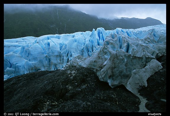 Moraine and Exit Glacier, 2002. Kenai Fjords National Park, Alaska, USA.