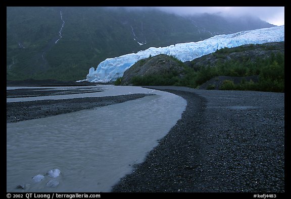 Glacial stream, Exit Glacier and outwash plain, 2002. Kenai Fjords National Park, Alaska, USA.