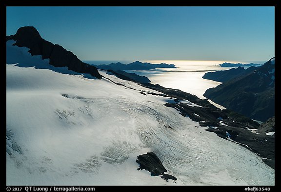 Aerial View of Harding Icefield above Holgate Arm. Kenai Fjords National Park (color)