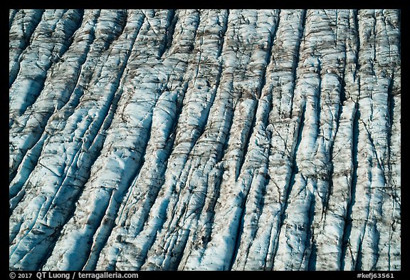 Aerial View of crevassed surface of Bear Glacier. Kenai Fjords National Park (color)