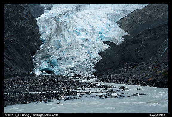 Glacial stream and Exit Glacier terminus, 2016. Kenai Fjords National Park (color)