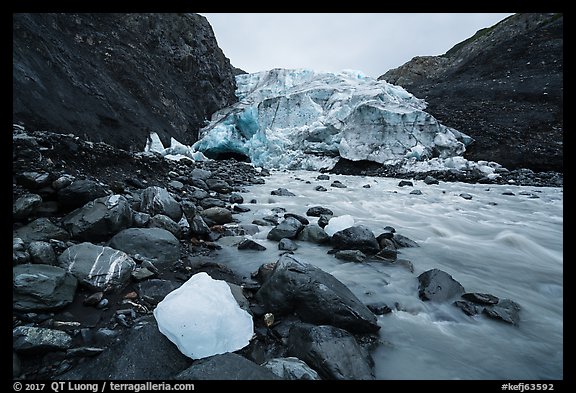 Iceberg, glacial stream, Exit Glacier terminus, 2016. Kenai Fjords National Park (color)