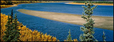Sand bank in wide Kobuk River. Kobuk Valley National Park (Panoramic color)