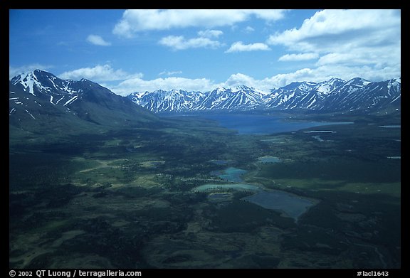 Aerial view of large valley with Twin Lakes. Lake Clark National Park (color)