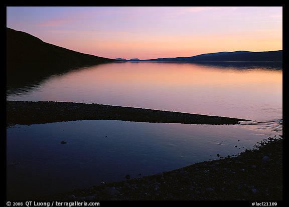 Turquoise Lake, midnight sunset. Lake Clark National Park, Alaska, USA.