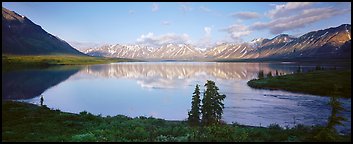Mountains reflected in Twin Lakes. Lake Clark National Park (Panoramic color)