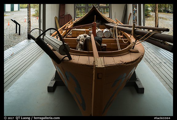 Historic double-ender fishing boat from Bristol Bay. Lake Clark National Park (color)