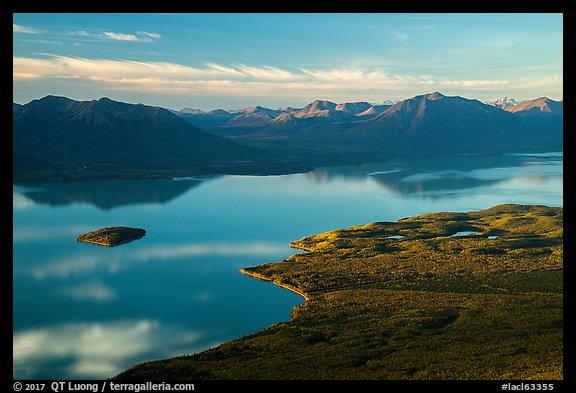 Lake Clark (Qizhjeh Vena) from above, late afternoon. Lake Clark National Park (color)