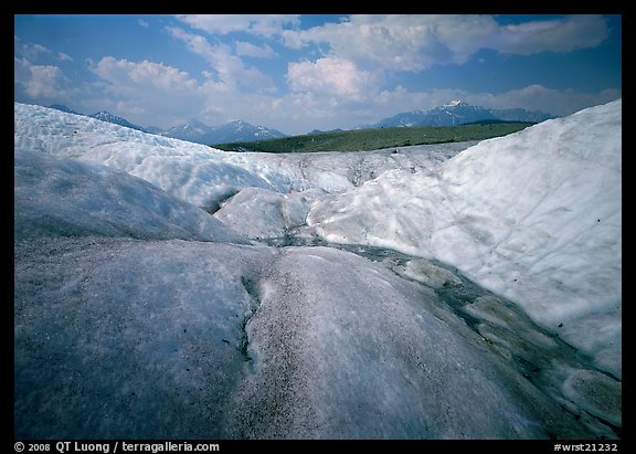 Root Glacier with stream on ice. Wrangell-St Elias National Park, Alaska, USA.