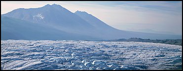 Crevassed glacier and mountains. Wrangell-St Elias National Park, Alaska, USA.