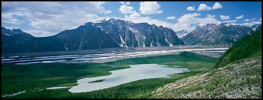Glacial valley and lake. Wrangell-St Elias National Park (Panoramic color)