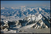Aerial view of Mount St Elias with Mount Logan in background. Wrangell-St Elias National Park, Alaska, USA. (color)